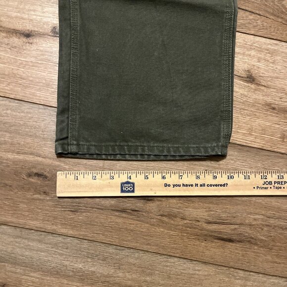 Men's Carhartt Carpenter Duck Canvas Jeans SZ 40x32 Green B11 MOS Dungaree Fit - Picture 6 of 11